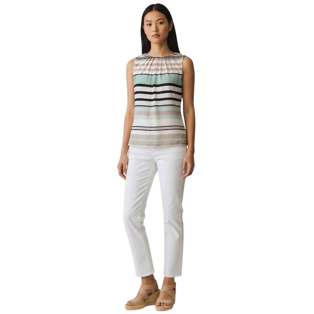 CALVIN KLEIN Sleeveless Striped Blouse Size Medium -- CLOSET STAPLE!!! - Picture 8 of 8